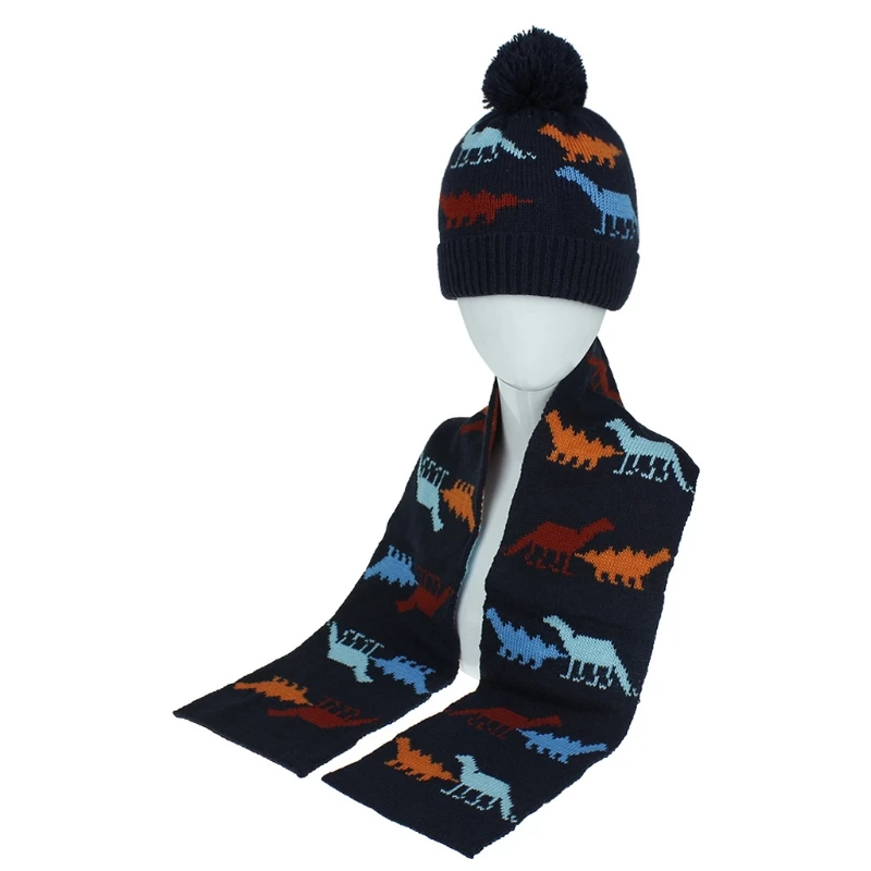 

2020 New Year Knitted Christmas Hat Scarf Set Toddler Baby Beanie Cap Winter Warm Hat For Child Kids