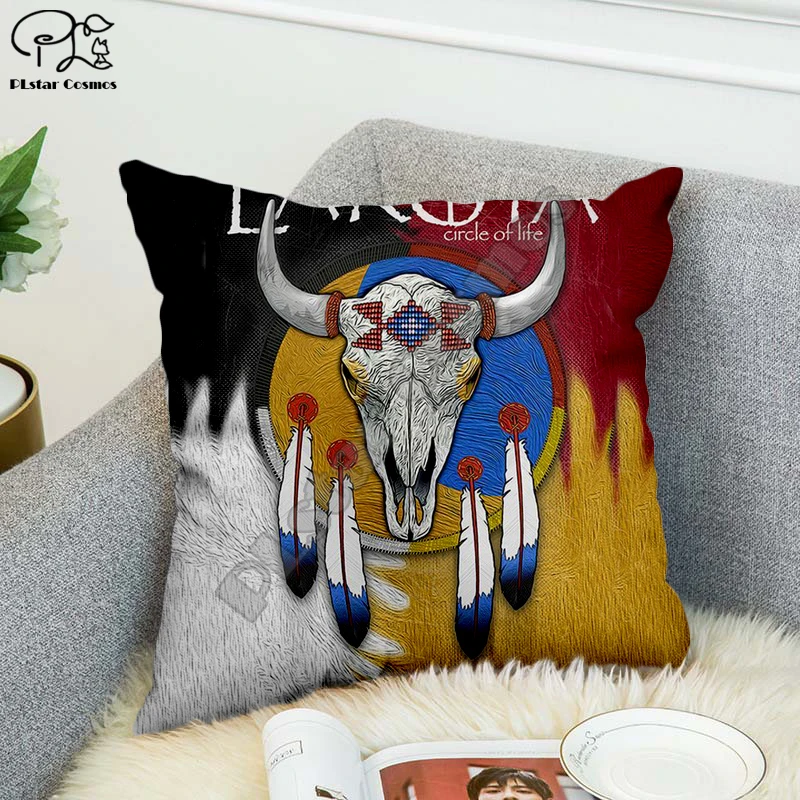 Наволочка для подушки черная индийская череп Лакота хип-хоп полиэстер