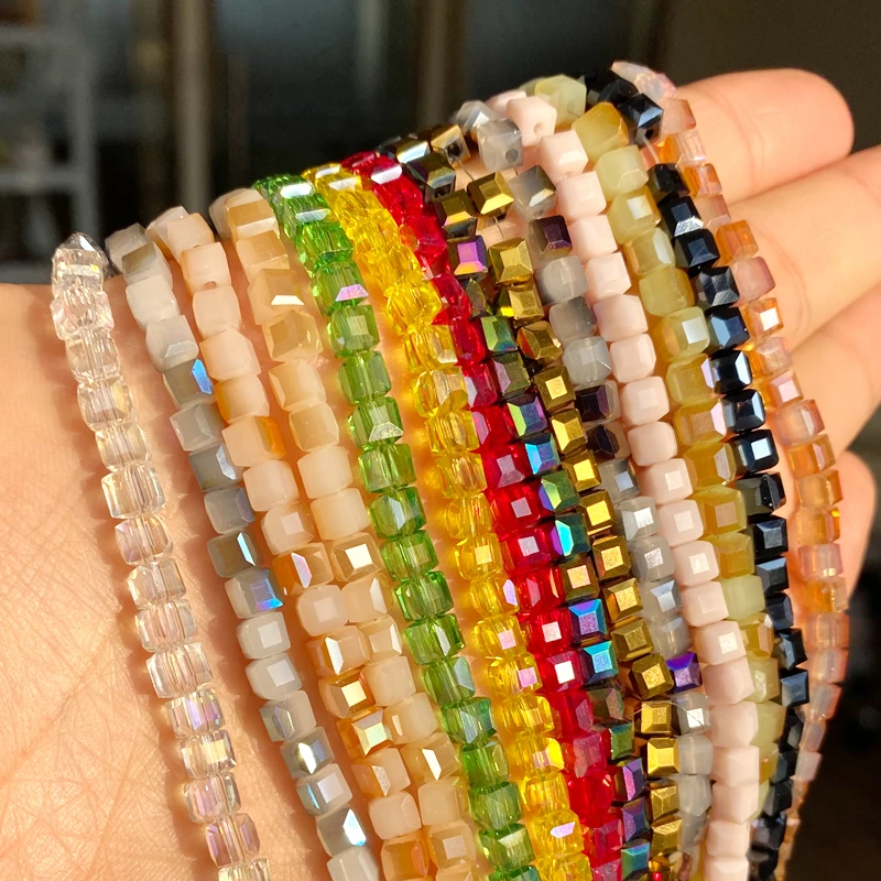 Квадратные Австрийские хрустальные бусины, блестящие кубические стеклянные бусины с отверстием россыпью для рукоделия, изготовления ювелирных изделий, браслетов, ожерелий «сделай сам», 15 мм