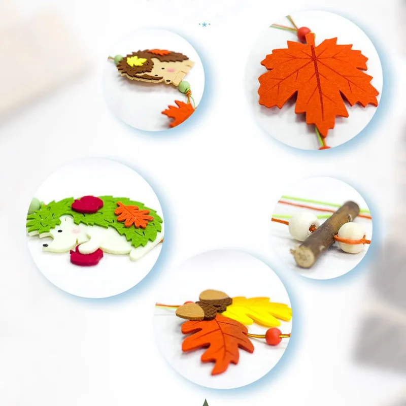 Креативный мультяшный фетровый ежик кленовый лист украшение для дома подвеска