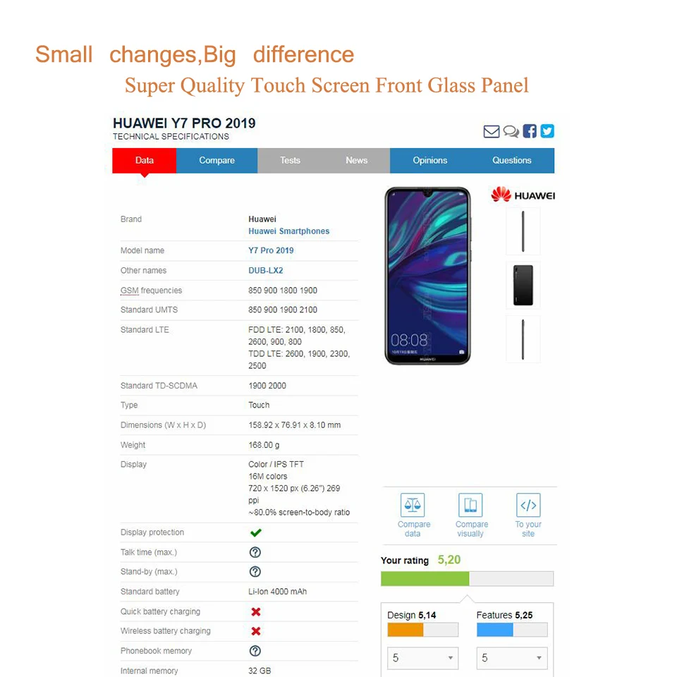 10pcslot for huawei y7 2019 touch screen touch panel sensor digitizer y7 pro 2019 front glass outer y7 prime 2019 free global shipping