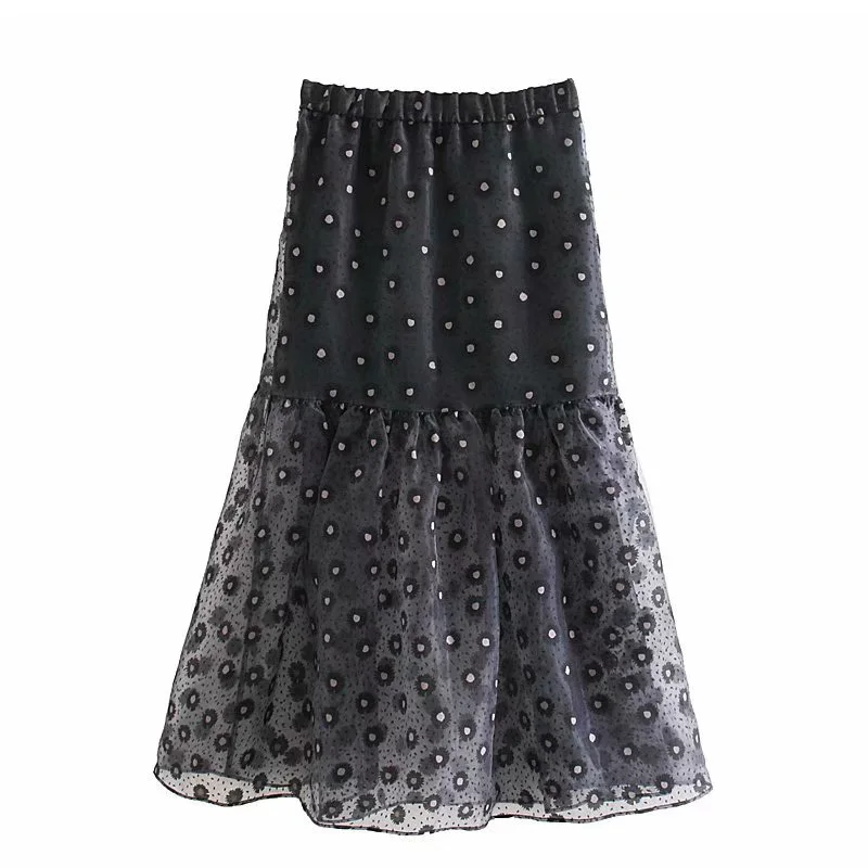 Черная фатиновая юбка Goth средней длины с рисунком хайстрит пикантная прозрачная