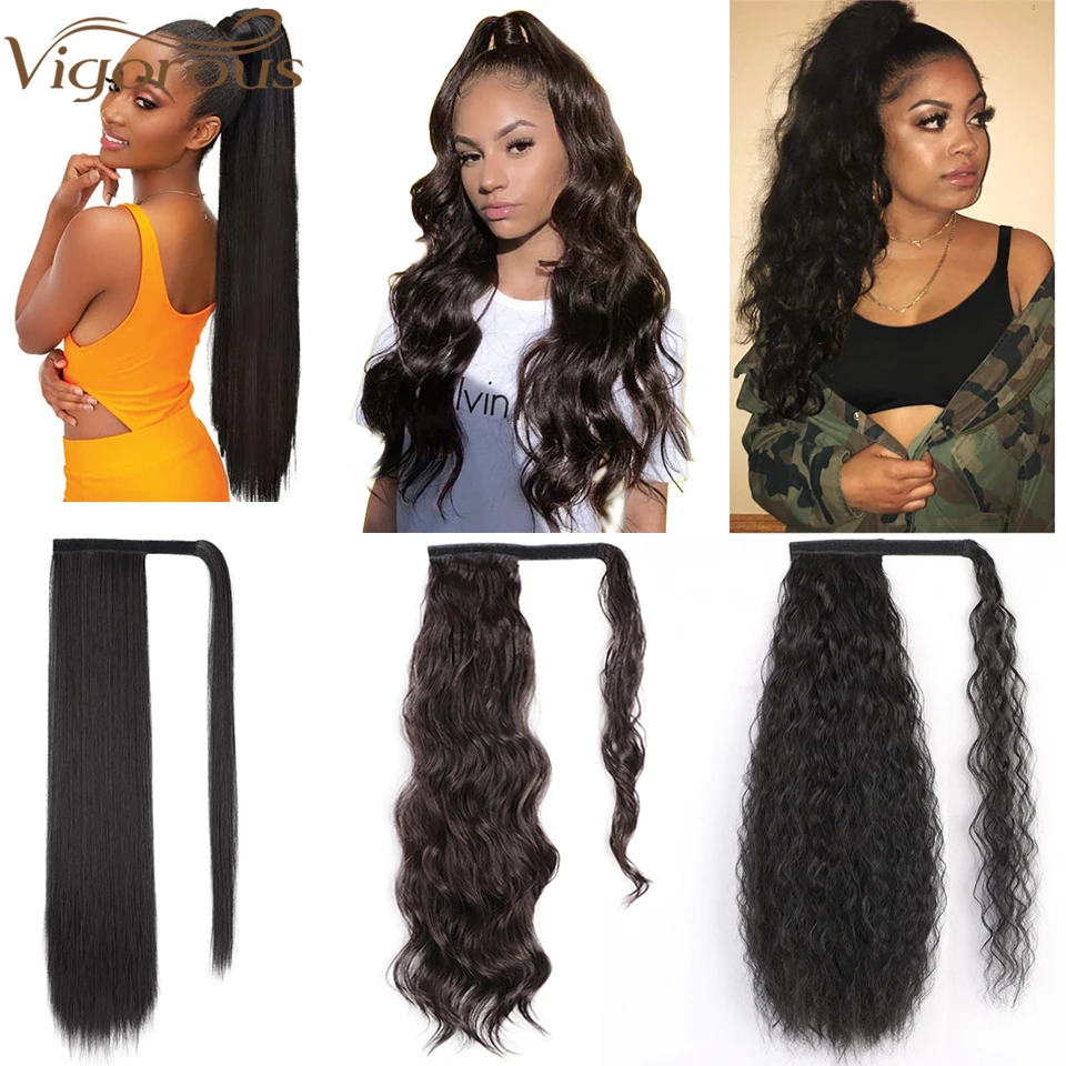 

Vigorous Synthetic Silky Straight Clip in Hairpieces for Women Synthetic Wrap Around Magic Ponytail High Temperature Fiber