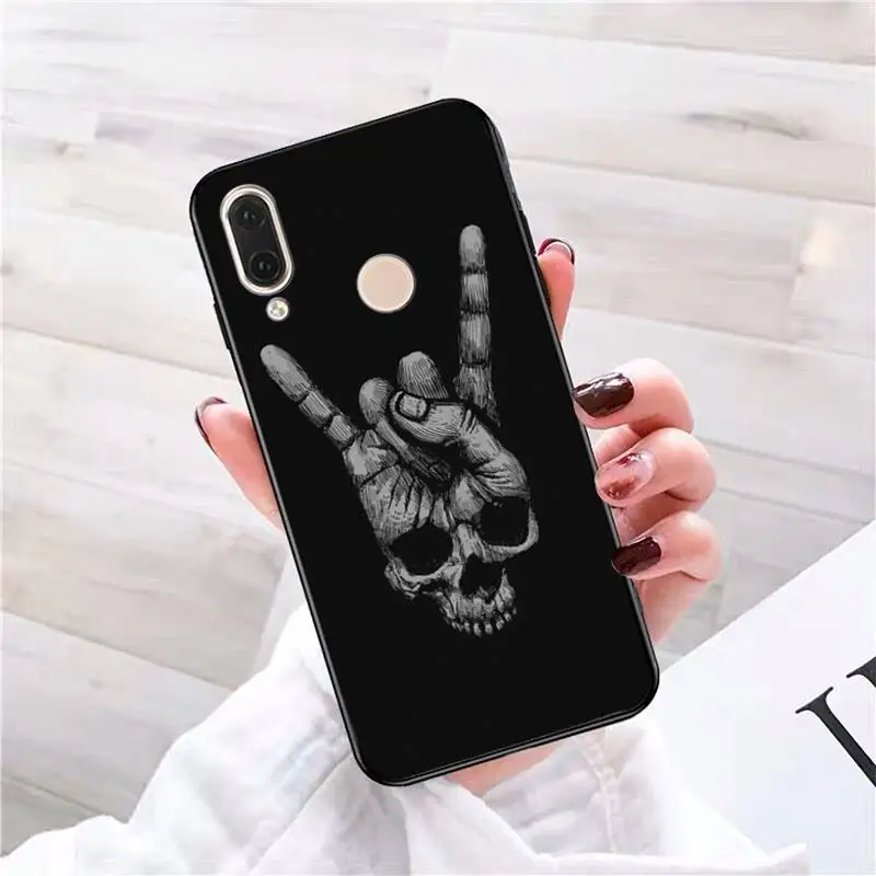 Babaite Funny skull hand Black TPU Soft Rubber Phone Cover Phone Case For Redmi note 8 8Pro 8T 6pro Redmi 8 7A 6A Xiaomi mi 8 9