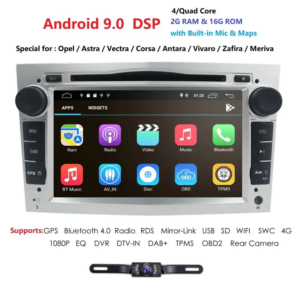 Ips DSP Авторадио 2GB Android9.0 2 DIN Автомобильный gps для opel Vauxhall Astra H G J Vectra Antara Zafira Corsa Vivaro