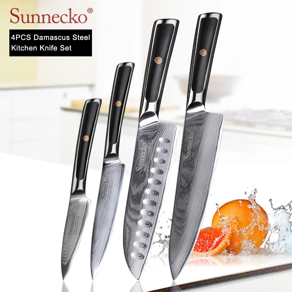 Набор кухонных ножей SUNNECKO 4 шт. нож шеф повара Santoku для очистки овощей японский VG10