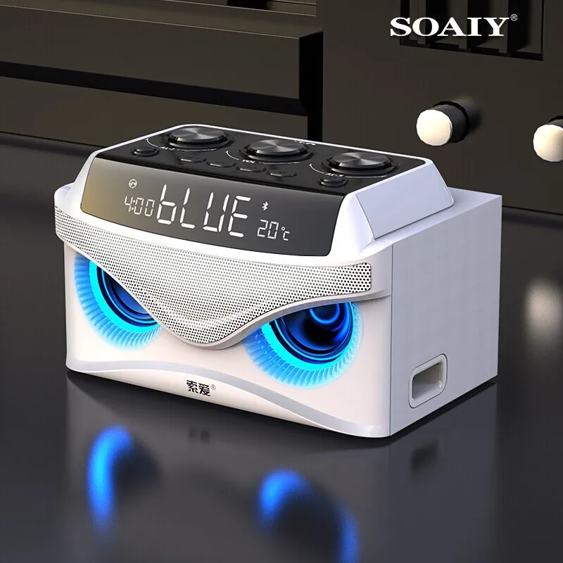 SOAIY S68 Мини светодиодный динамик s 25 Вт Портативный беспроводной Bluetooth динамик Smart Bass открытый с 3 драйверами Поддержка FM TF Быстрая