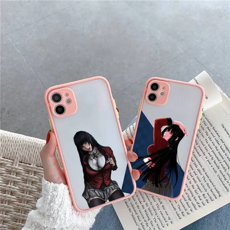 

yumeko jabami Phone Case For iPhone 12 11 Mini Pro XR XS Max 7 8 Plus X Matte transparent Pink Back Cover