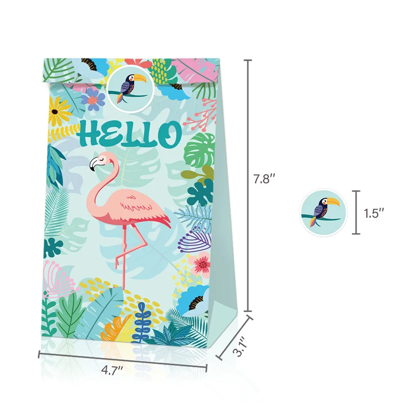 12 шт. Гавайские вечерние подарки конфеты сумки Semmuer Фламинго пляжные Бумага Baby