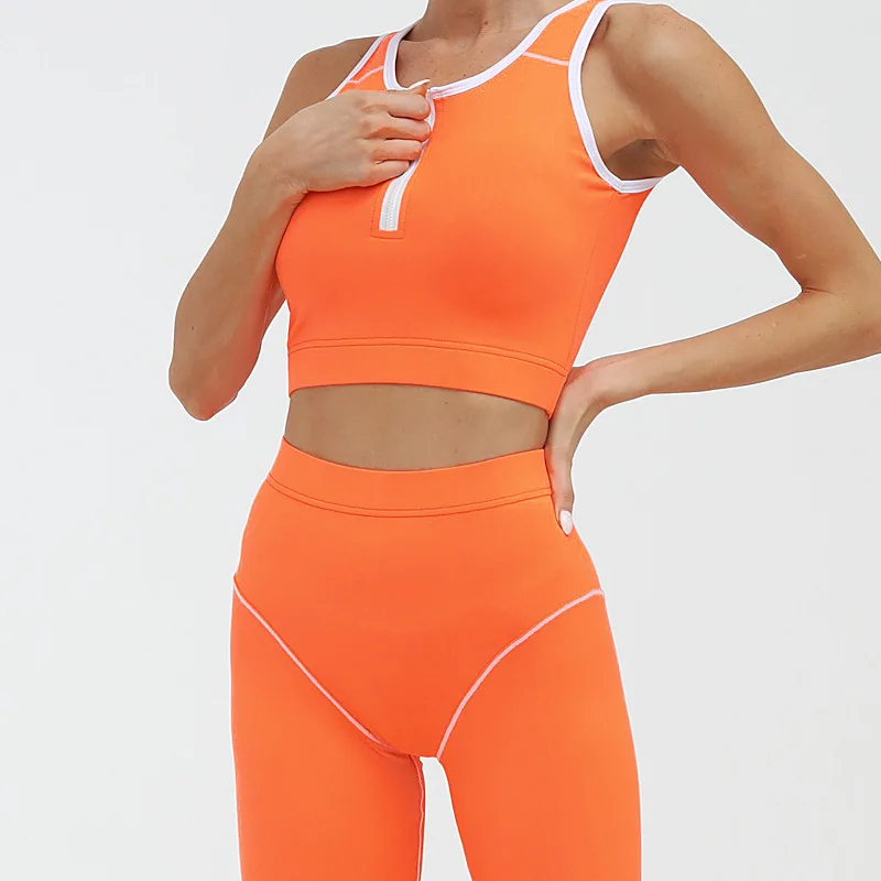 

Solid Color Yoga Set 2 Piece Patchwork Fitness Legging Pant Sport Bra Workout Clothes for Women Gym Running High Waist Sportwear
