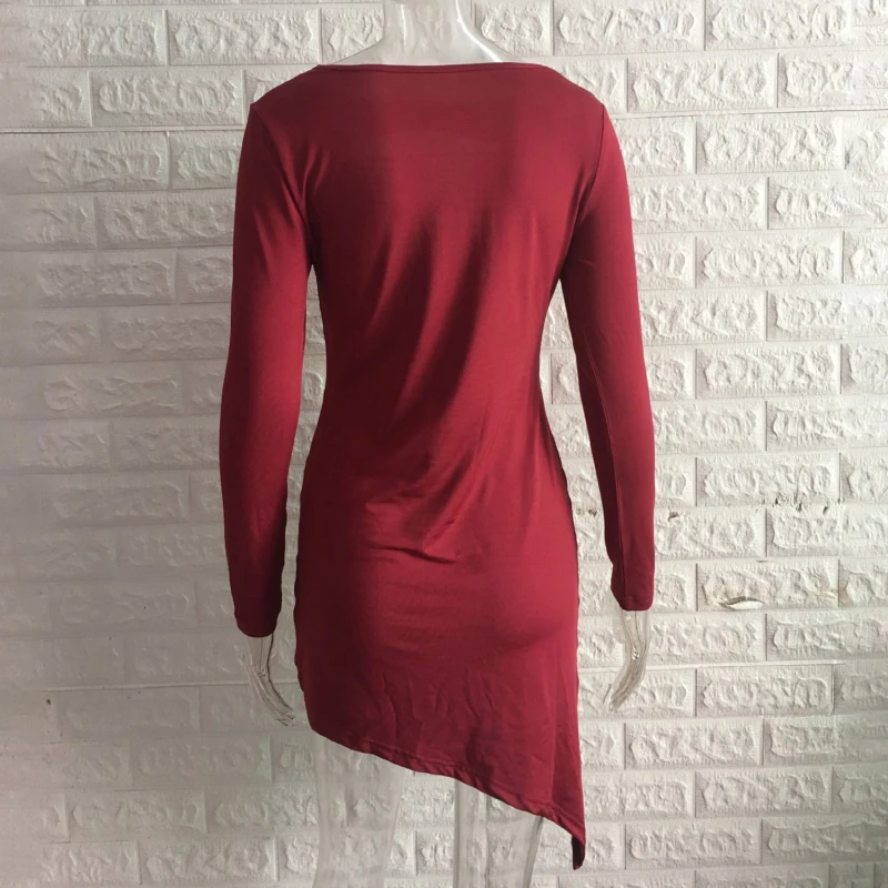 

Sexy Women's Bodycon O Neck Long Sleeve Hallow Out Party Evening Mini Short Irregular Pencil Dress Vestidos Dresses For Women