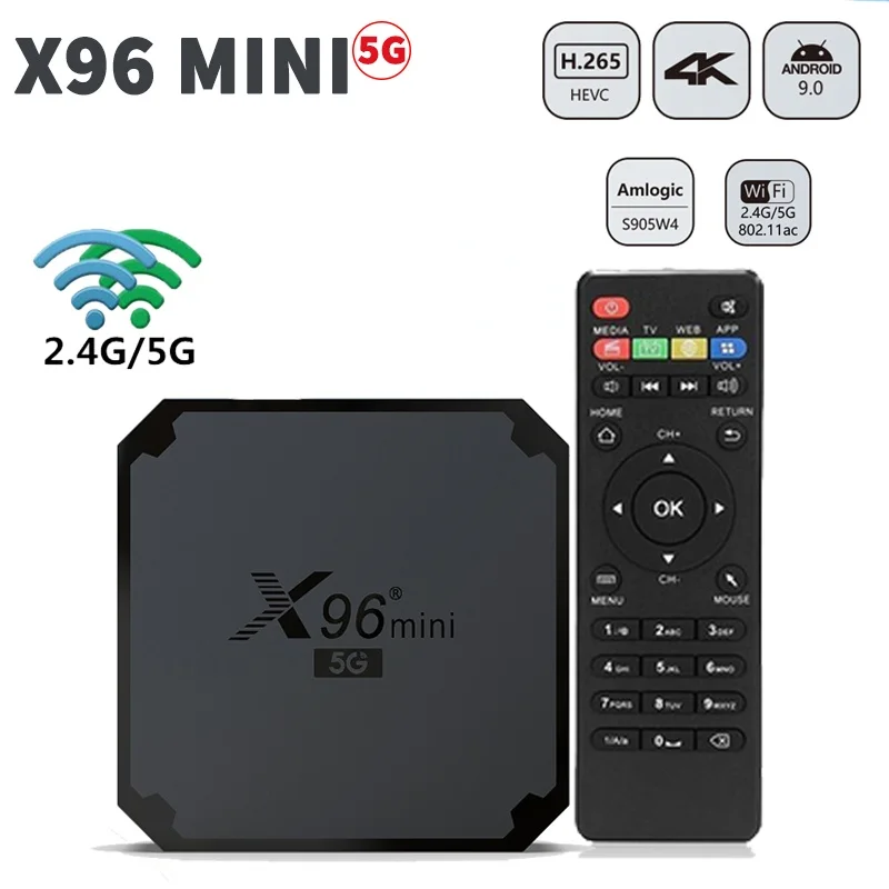 

mini 5G Smart TV Box Android 9.0 Amlogic S905W S905W4 2.4Ghz 5G Wifi 3D 4K Media Player Google Youtube Set Top Boxes x96mini