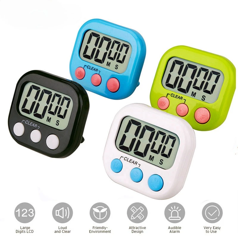 

Digital Kitchen Timer Big Digits Loud Alarm Magnetic Backing Stand with Large LCD Display for Cooking Baking Sports Games