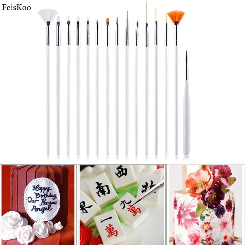 

Кисть для рисования тортов, 15 шт./компл., картина для декора, для глазури, кондитерских изделий, ручка для рукоделия, инструмент для поделок и...