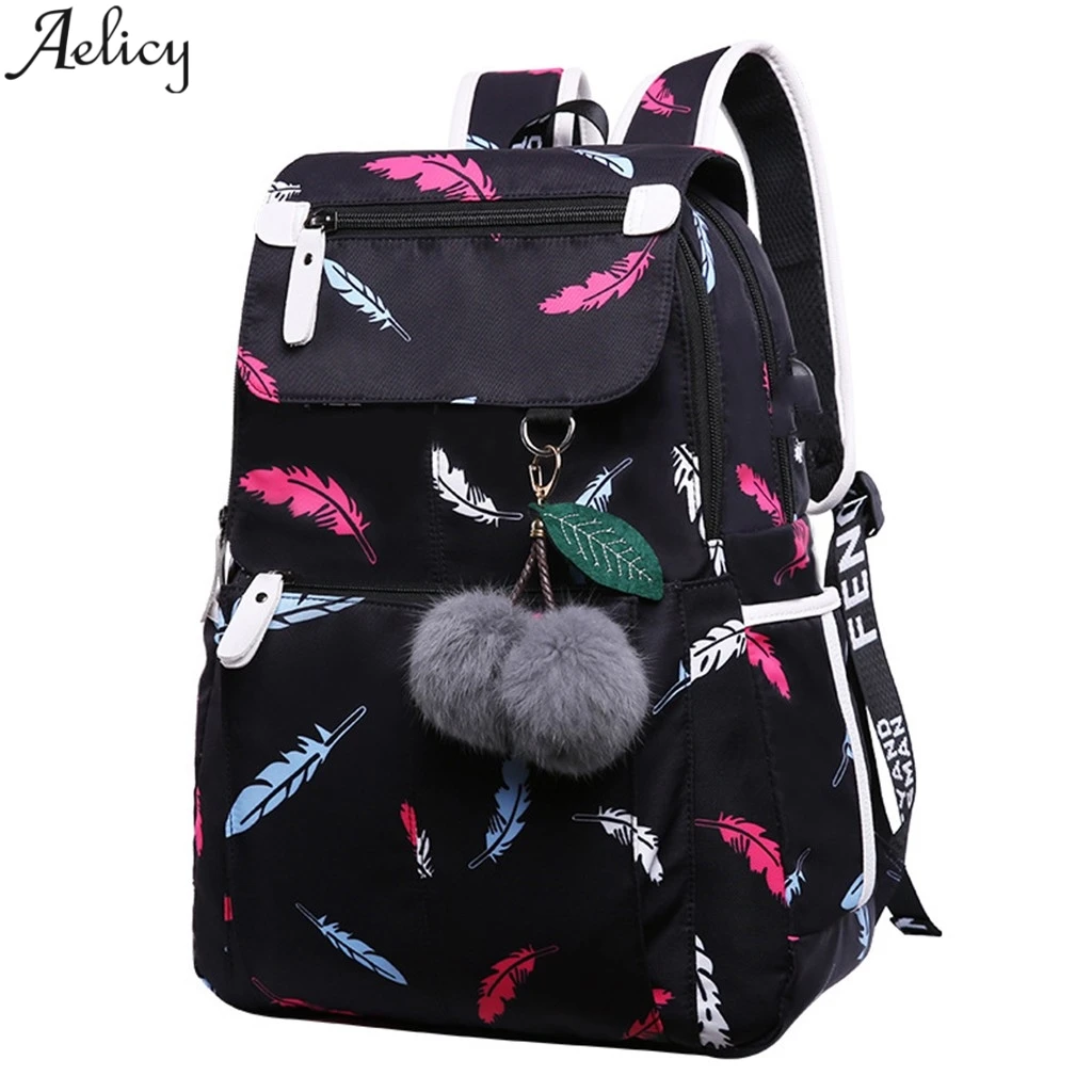 Рюкзак Aelicy унисекс с мультяшным принтом удобный ранец подвеской в виде шара для