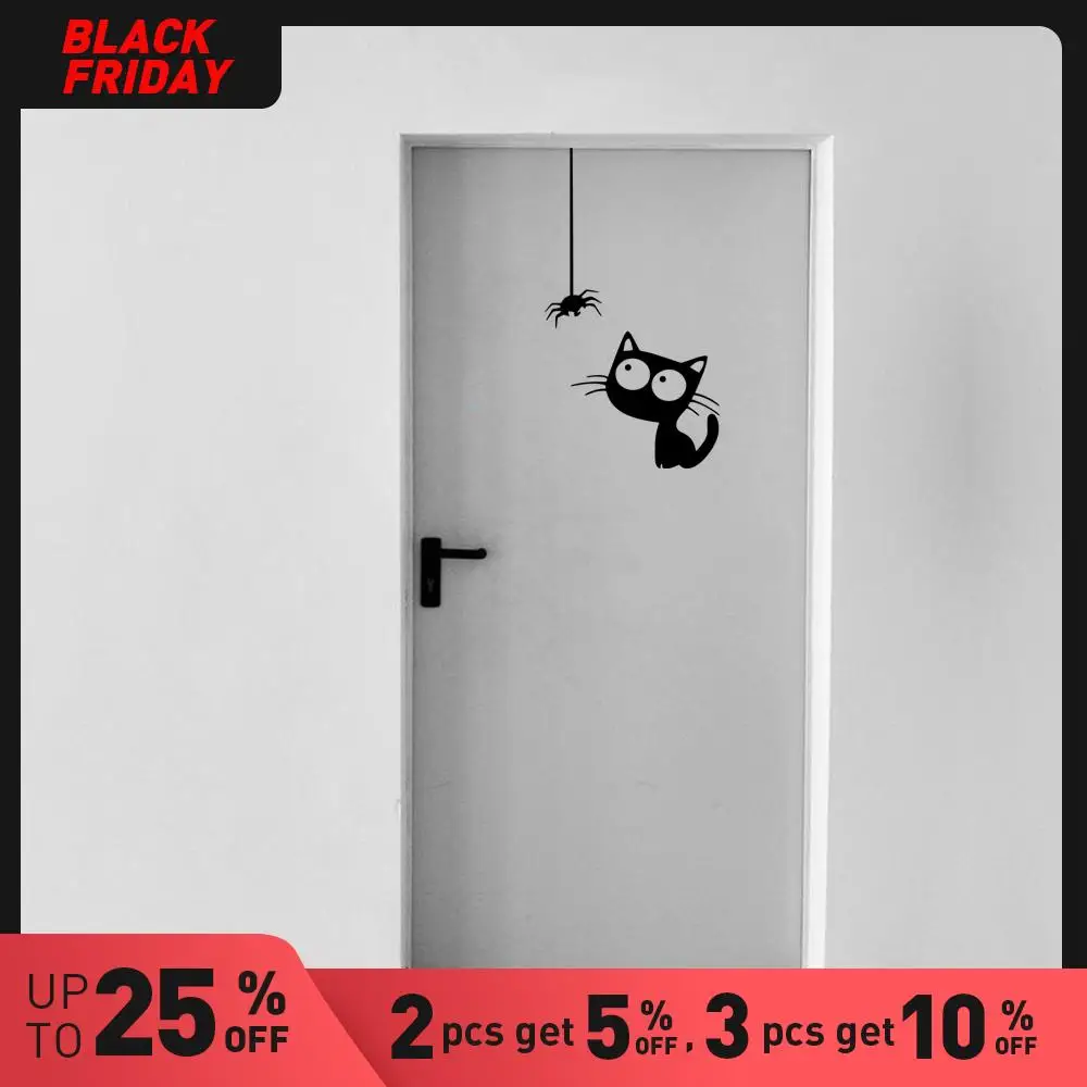 Съемная Наклейка на стену из ПВХ с мультяшным котом декоративная настенная