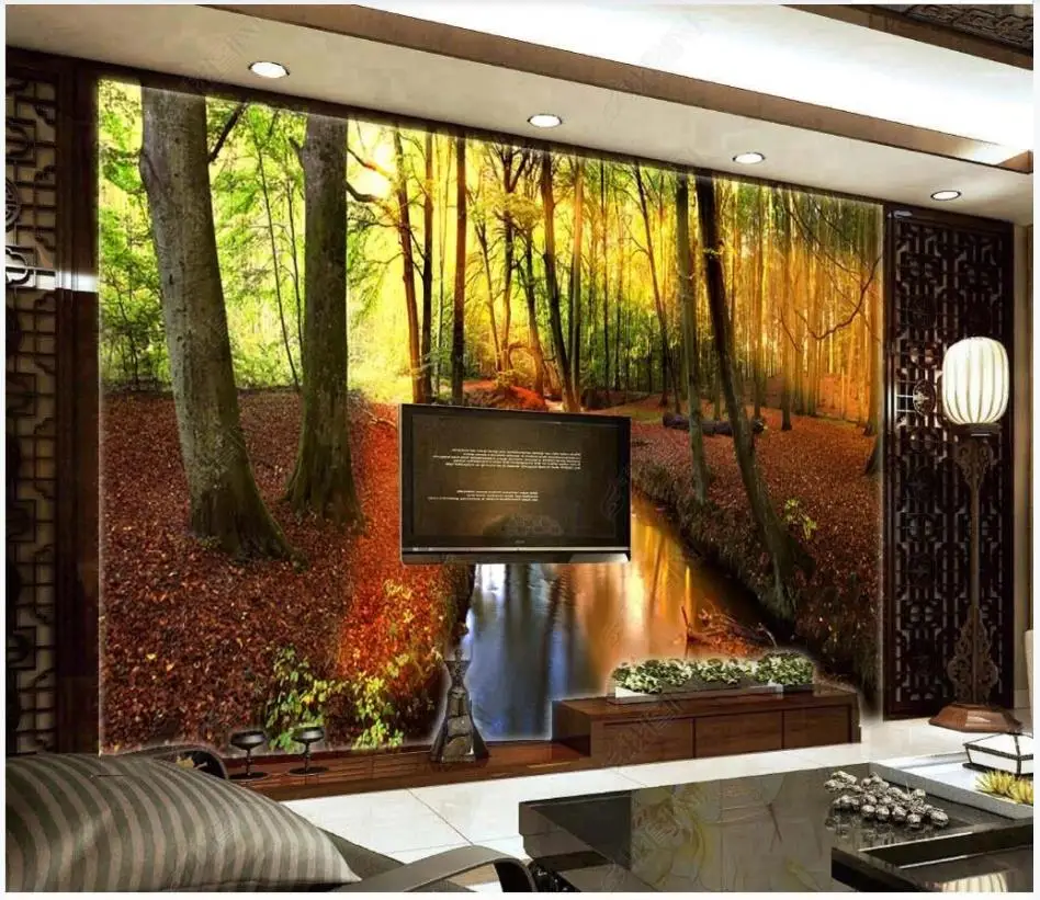

Пользовательские фотообои для стен 3 d, фрески, современные красивые обои с изображением леса, заливки, солнечных деревьев, ТВ, фоновые обои д...