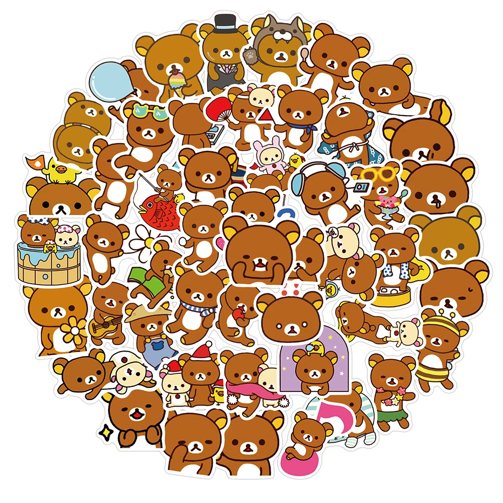 

10/30/50PCS Cute Rilakkuma Bear Cartoon Stickers Laptop Water Bottle Bicycle Waterproof Aesthetic Graffiti Decal Sticker Kid Toy