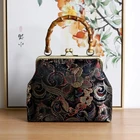 Сумка женская с бамбуковым замком, винтажная дизайнерская сумочка через плечо с цепочкой, саквояж ручной работы