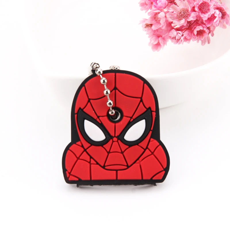 Cartoon Anime Cute Key Cover Cap Silicone Mickey Stitch Bear Keychain Women Gift Owl Porte Clef Minne Key Chain - Цвет: D07
