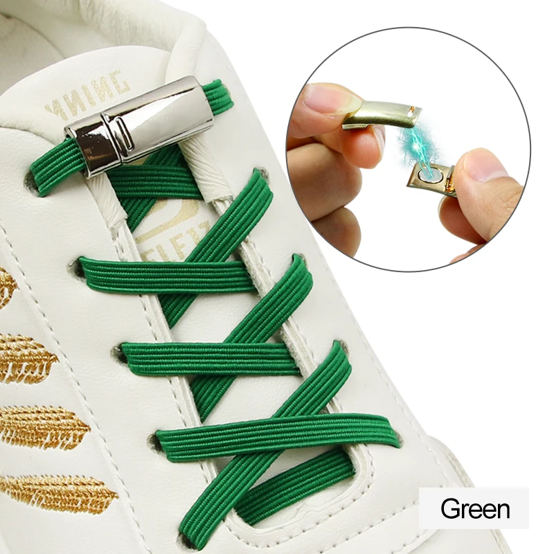 1 pairs Colorful easy lace No Tie Shoelace Elastic Shoe Lace For adult child Magnetic Locking ShoeLaces shoelaces flat
