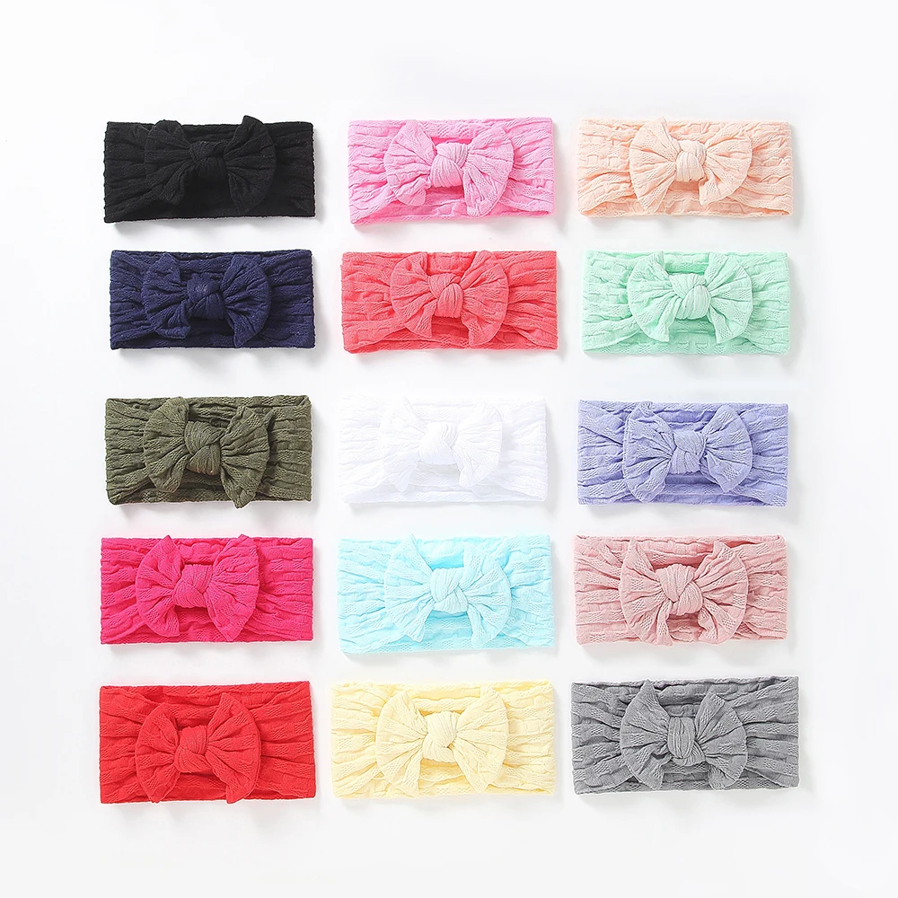 2020 новые нейлоновые повязки на голову с бантом 27 цветов плетеные однотонные