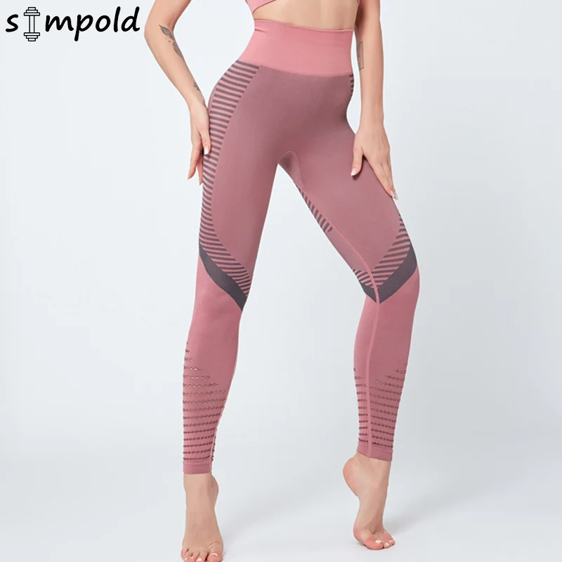 

Simpold Fitness Pants Women Mesh Fabric Stretch High Waist Yoga Legging Sports Clohte For Jogging Push Up 9018