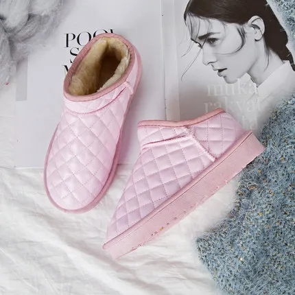 Зимние ботинки женские короткие кожаные туфли трубки Женская хлопковая обувь