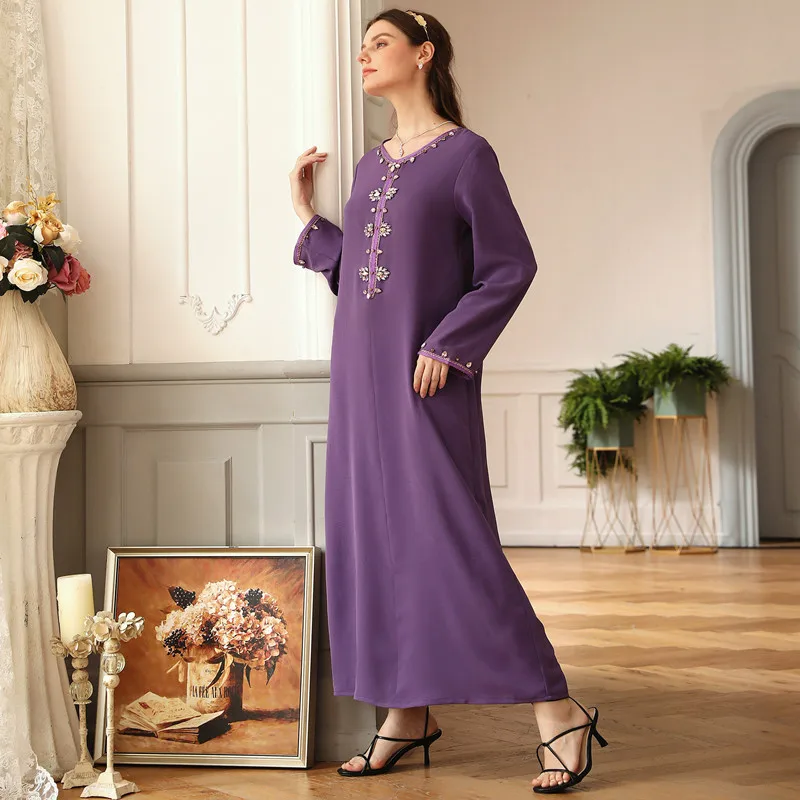 Женское однотонное платье в стиле ретро, Женский Осенний сарафан, модель 2021 года, Женская Abaya Дубайский хиджаб, мусульманское платье, кафтан,...