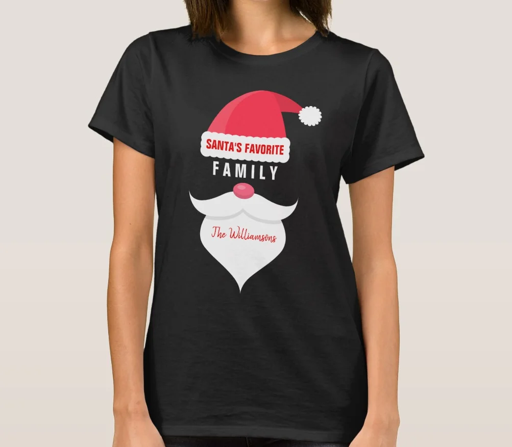

Funny Christmas Santa's Favorite Family Custom Women's T-Shirt