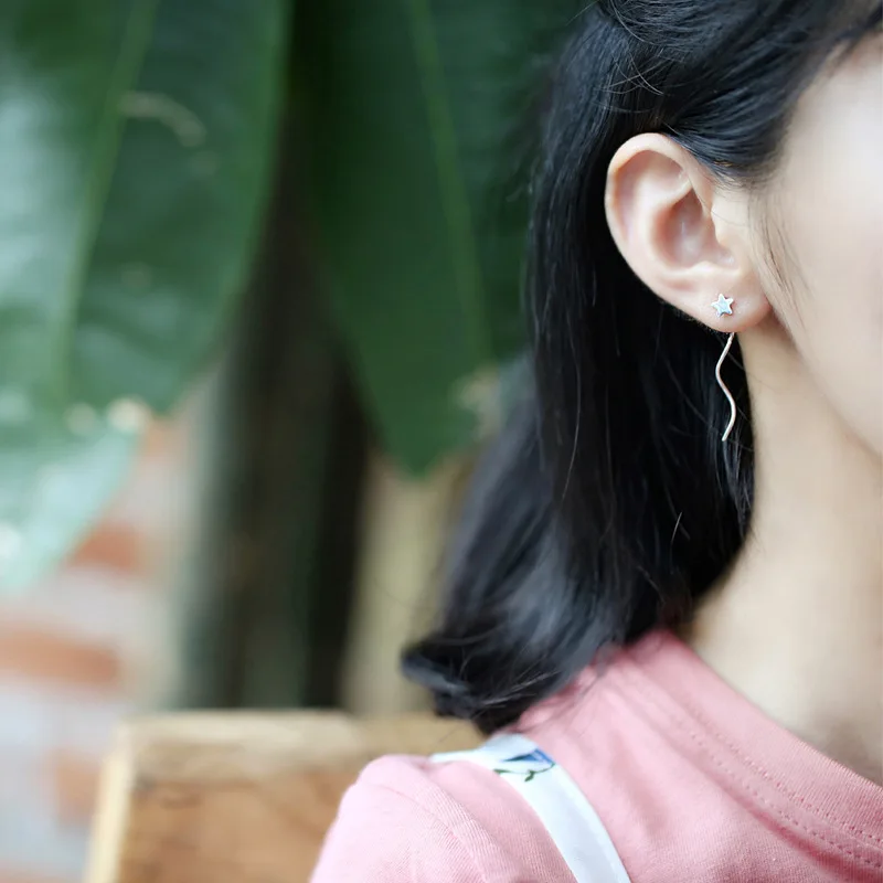 Trusta Модные 100% 925 стерлингового серебра серьги гвоздики с принтом маленькая