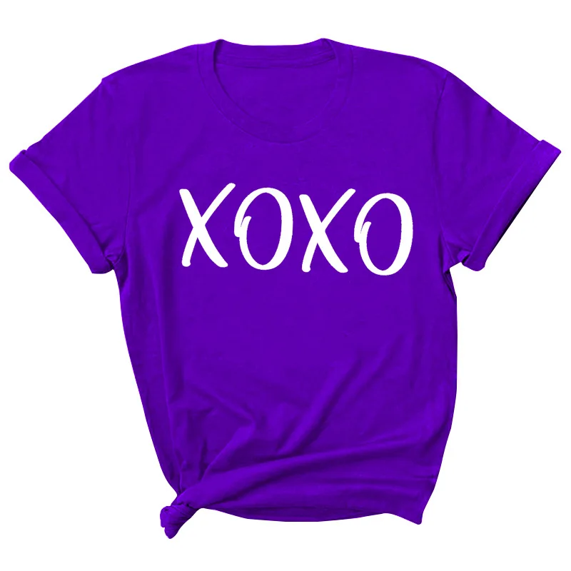 

XOXO Letter Print Women T Shirt Short Sleeve ONeck Loose Women Tshirt Ladies Tee Shirt Tops Clothes Camisetas Mujer