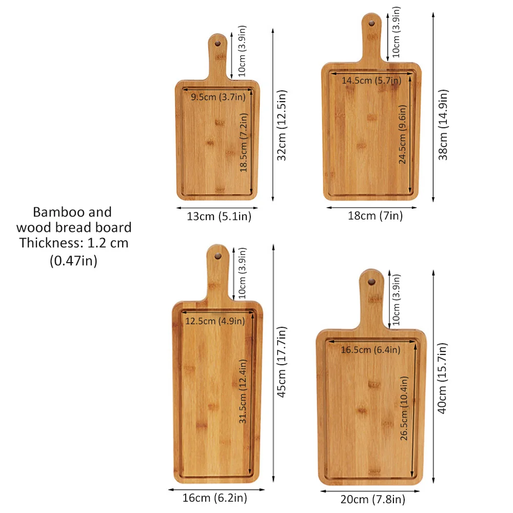 

Bamboo Wood Pizza Tray Household Baking Plate Steak Plate Bread Cake Rectangular Plate Pizza Tray High-Quality Solid Wood Tray