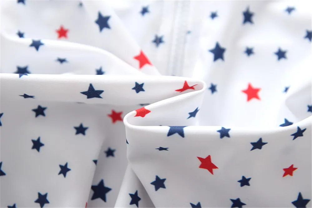 Купальник Детский слитный в полоску со звездами и коротким рукавом|Детские