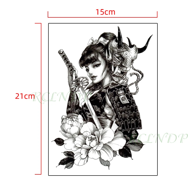 Водонепроницаемая Временная наклейка на татуировку в японском стиле воин