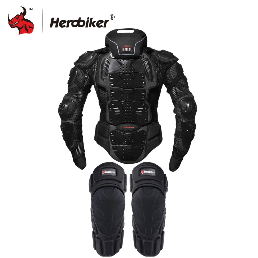 armor and knee HEROBIKER мотоциклетная куртка мужская мотоциклетная Броня Защита тела Защитное снаряжение для мотокросса мотоциклетная куртка с защитой шеи - Цвет: armor and knee