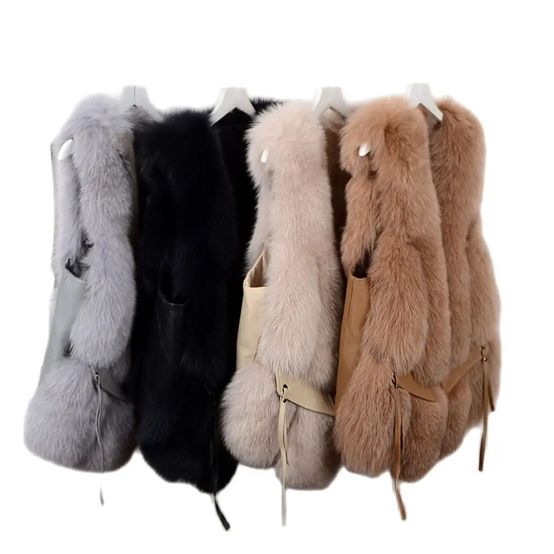 Natural fox fur waistcoat, full fur women's jacket, fox fur top, outer wear leather grass waistcoat, noble clothing