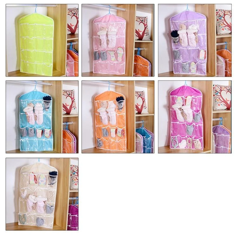 

16-compartment socks and underwear storage hanging bag Wardrobe hanging storage Wall door rear pocket sorting and sorting bag ZD