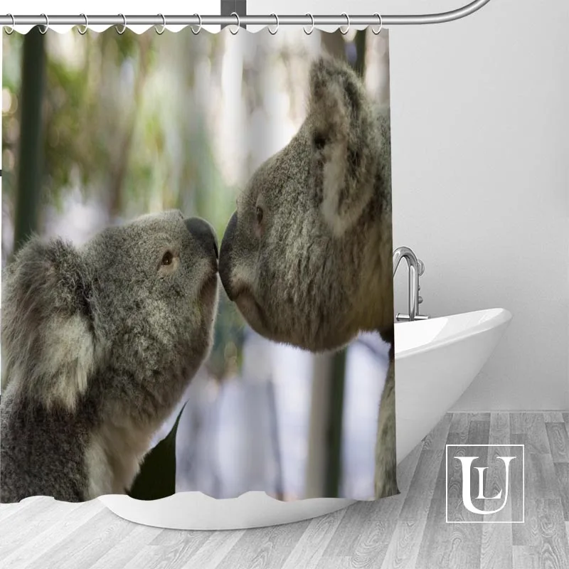 

Большая распродажа, новая занавеска для душа Koala на заказ с крючками, водонепроницаемая Полиэстеровая ткань для ванной, занавеска для душа «...