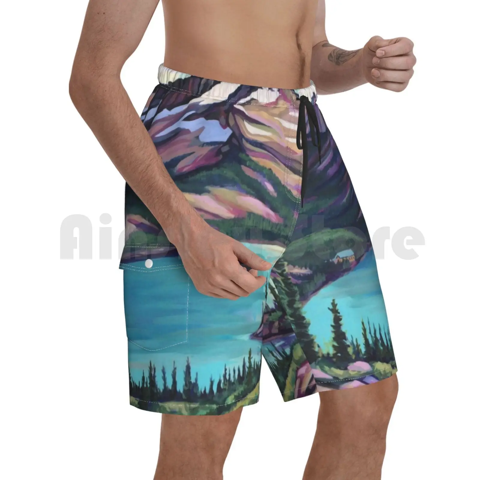 

Kokanee ледник провинциальный парк Пляжные шорты мужские пляжные шорты для купания горный Kokanee озеро горные Bc в британском стиле