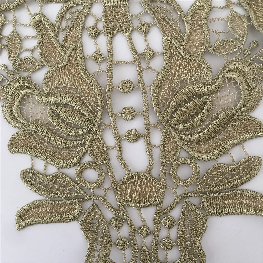 Модный стильный Золотой вышитые кружевной воротник Кружевная аппликация