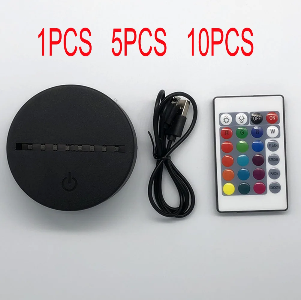 

10Pcs/Lot 3D LED Lamp Base Acrylic Night Light Base LED USB Touch Remote Control Lighting Accessories Base Wholesale