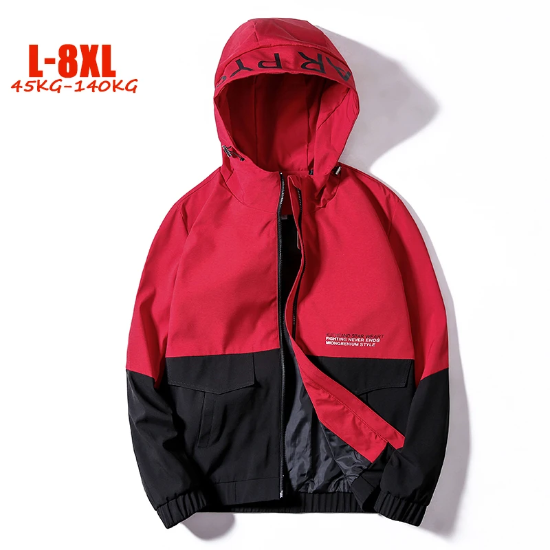 2019 осенняя куртка с капюшоном мужская повседневная размера плюс 6xl 7xl 8xl свободная