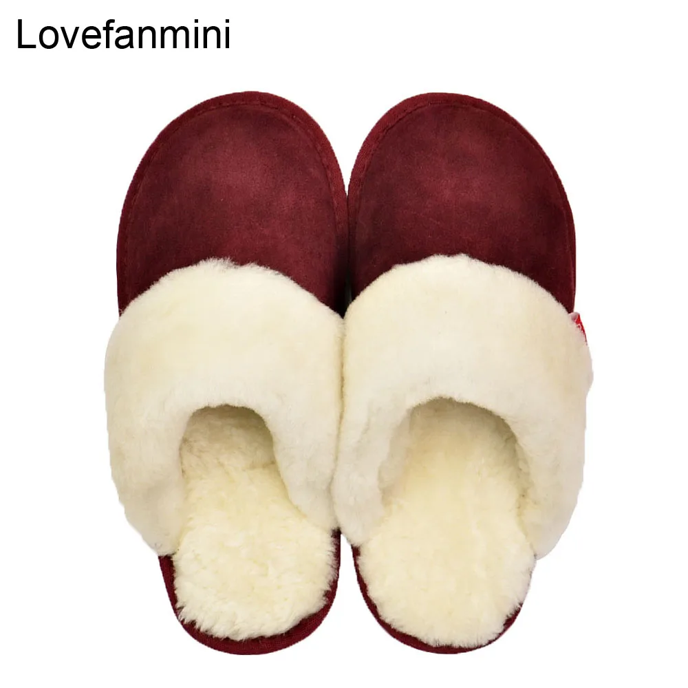 Шерстяные меховые тапочки из коровьей замши домашняя нескользящая обувь для