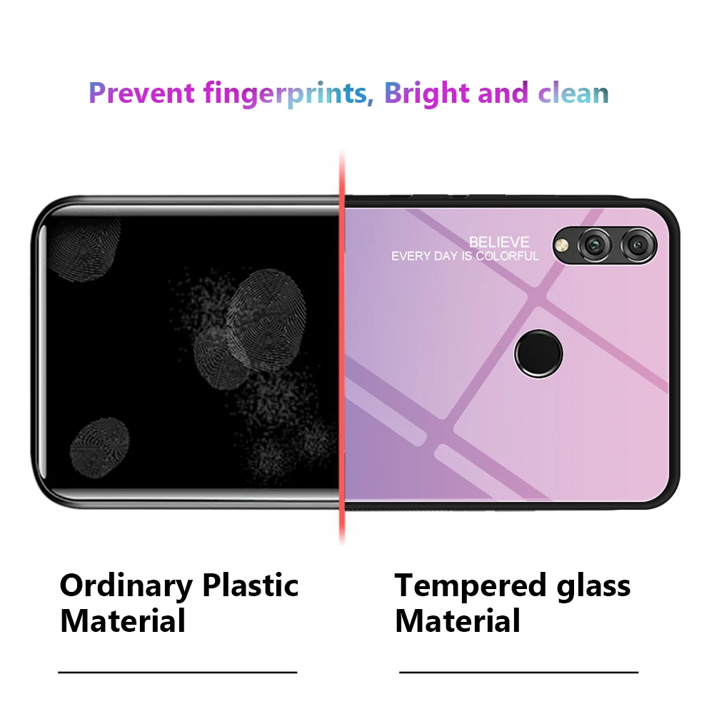 Градиентный чехол из закаленного стекла для Huawei Honor 10 9X 8X 9lite 20i Защитные Чехлы |