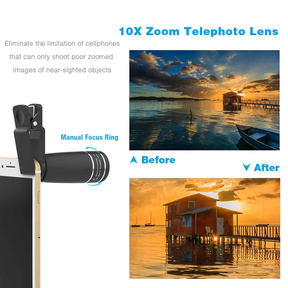 apexel camera lens kit 10 in 1 macro wide fisheye 10x telescope for phones cpl star filter for iphone huawei samsung smartphones free global shipping