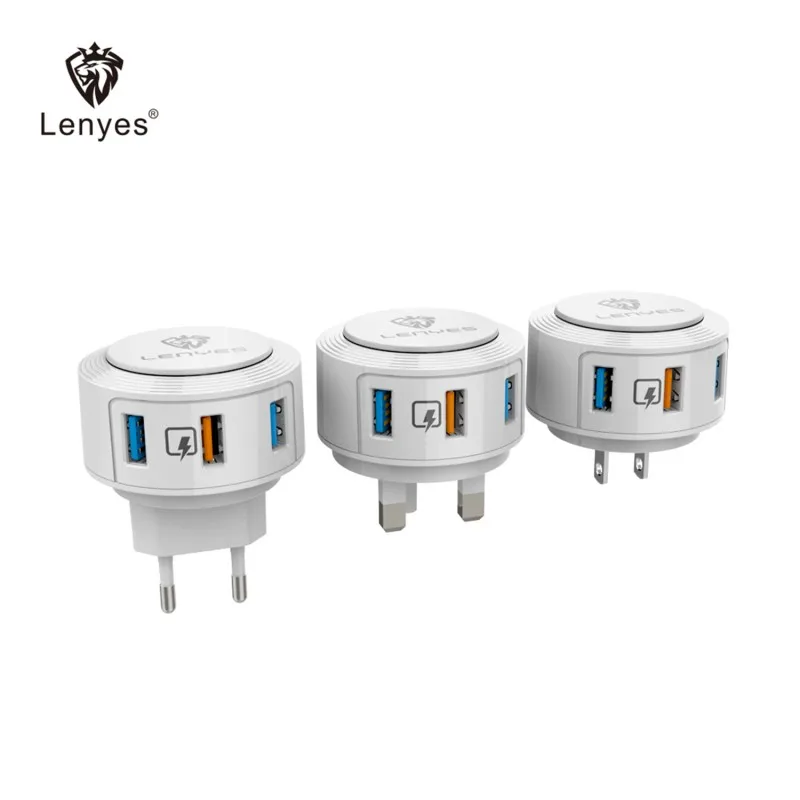 Lenyes Розничная коробка высокомощное зарядное устройство QC3.0 28 Вт тройное USB