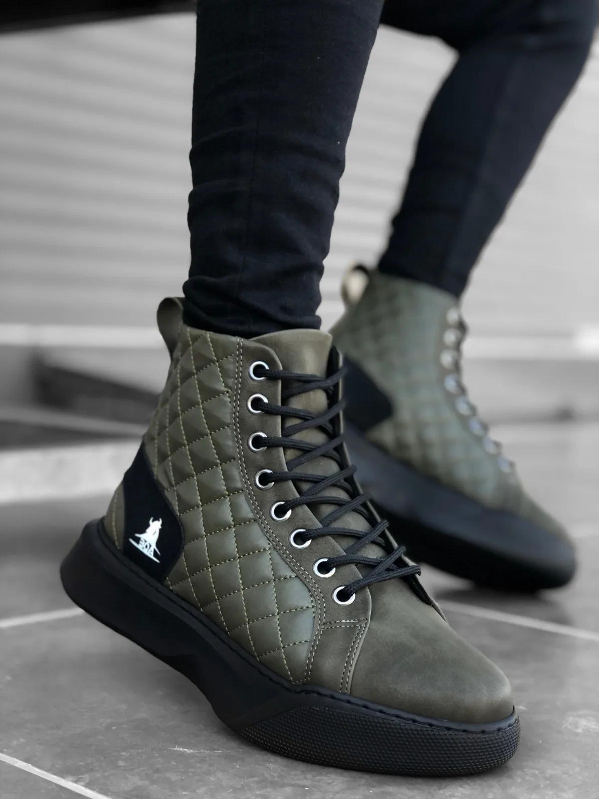 

Men's Boots New Season Sneakers Casual High Sole White Luxury Brand Trendy Faux Leather Comfortable Lightweight Hiking Tennis Zapatillas Hombre Chaussures d'été Pour Hommes BA0159 Khaki-Black