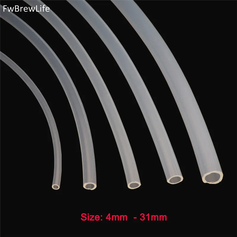 

1m/lot Food Grade Silicone Tube Rubber Hose Transparent Soft Pipe Hose Homerbew Beer Tap Line ID 2mm - 31mm