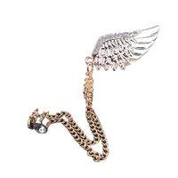hot mens tassel brooch vintage british style pin crystal wing badge corsage for suit collar accessories